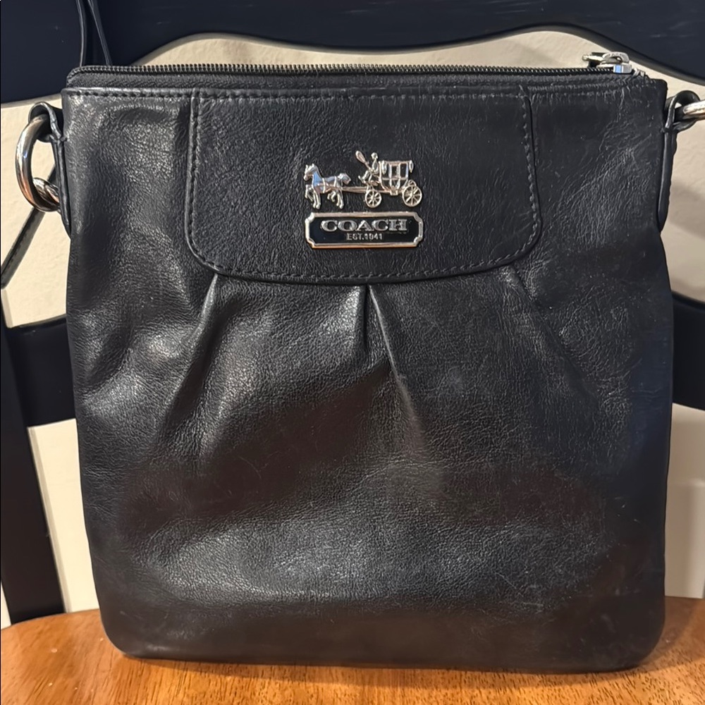 Authentic Coach Black Messenger Bag with Signature Logo